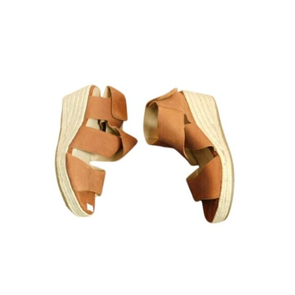 Naturalizer Soul Size 11 Brown Strappy Leather Wedge Heels NEW - Picture 3 of 4